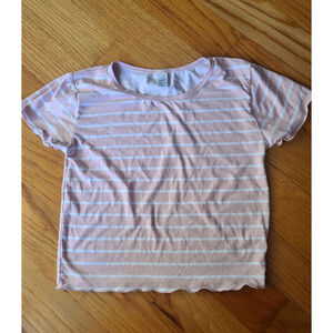 Pink & white stripes small crop top soft